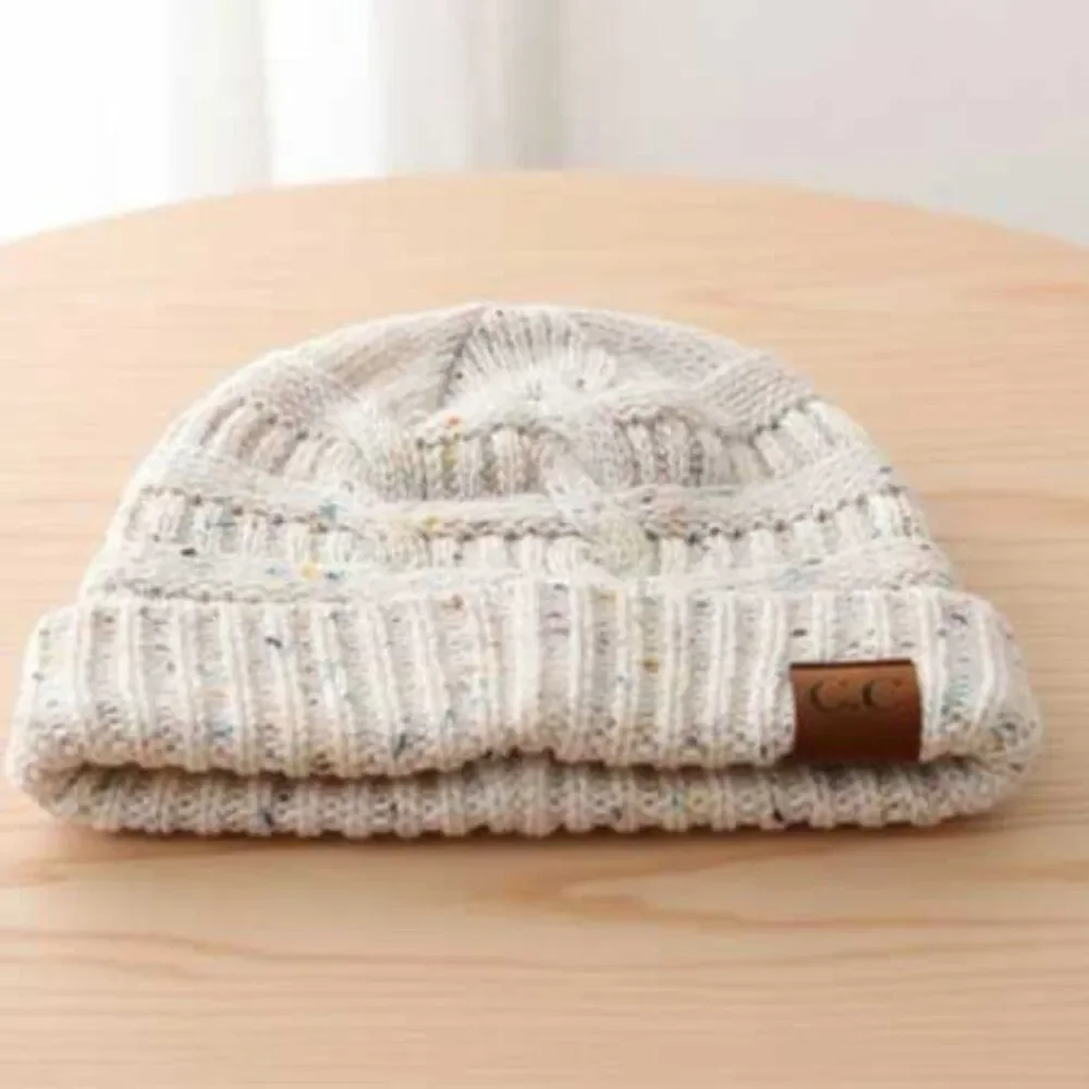 Ladies White Multi Color Knit Beanie - Picture 6 of 6